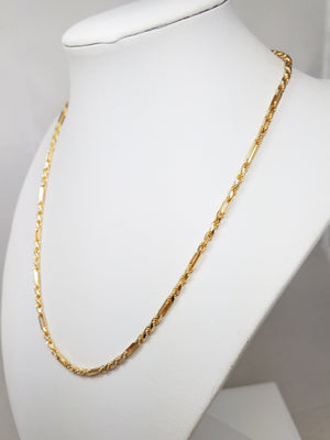 Sporty 18" Solid 14k Yellow Gold Figarope Link Chain Necklace