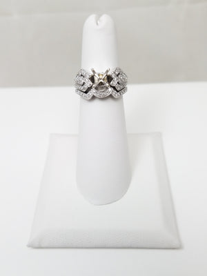 Dazzling 18k White Gold Natural Diamond Engagement Ring Set Mount