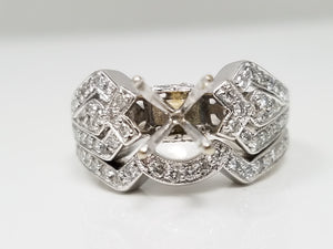Dazzling 18k White Gold Natural Diamond Engagement Ring Set Mount