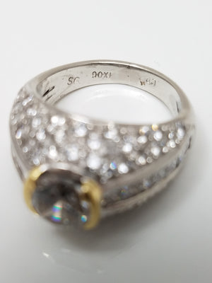$8,000 Retail Simon G Platinum & 18k Yellow Gold Natural Diamond Cubic Zirconia Ring
