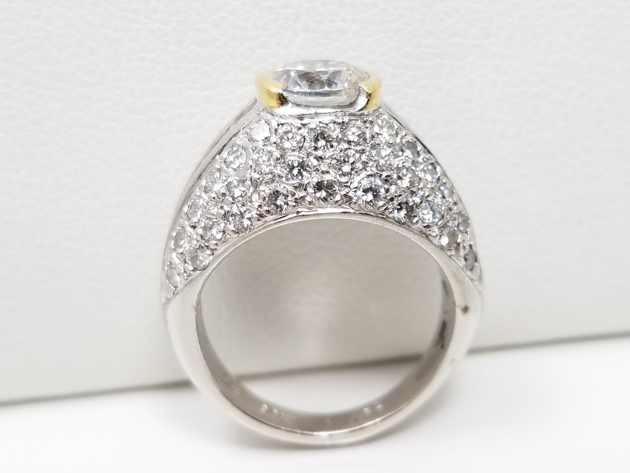 $8,000 Retail Simon G Platinum & 18k Yellow Gold Natural Diamond Cubic Zirconia Ring