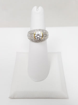 $8,000 Retail Simon G Platinum & 18k Yellow Gold Natural Diamond Cubic Zirconia Ring