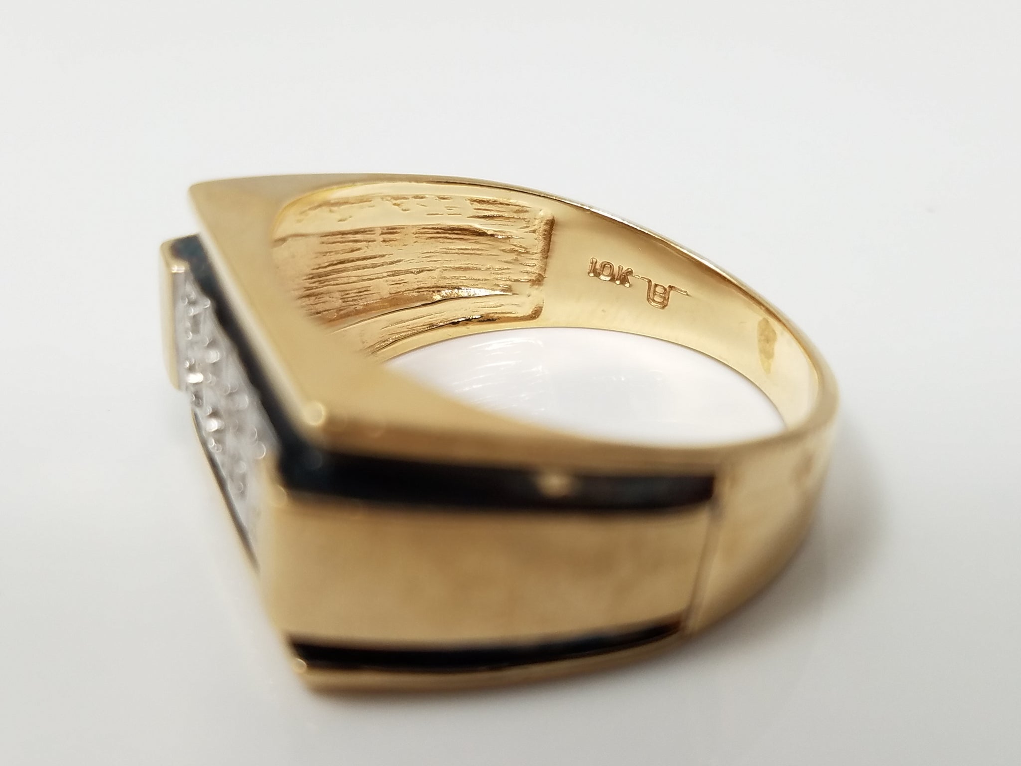 Men's 10k Two Tone Gold Natural Diamond Ring Band