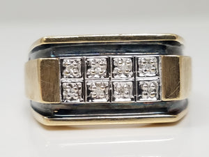 Men's 10k Two Tone Gold Natural Diamond Ring Band