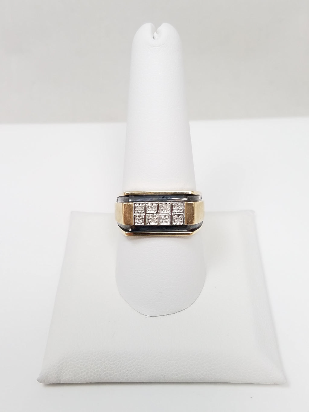 Men's 10k Two Tone Gold Natural Diamond Ring Band