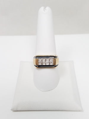 Men's 10k Two Tone Gold Natural Diamond Ring Band