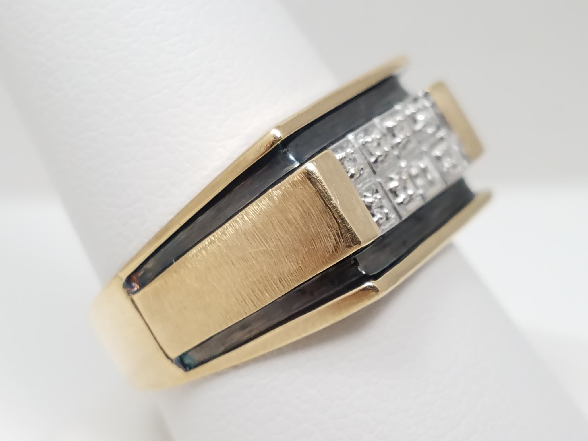 Men's 10k Two Tone Gold Natural Diamond Ring Band