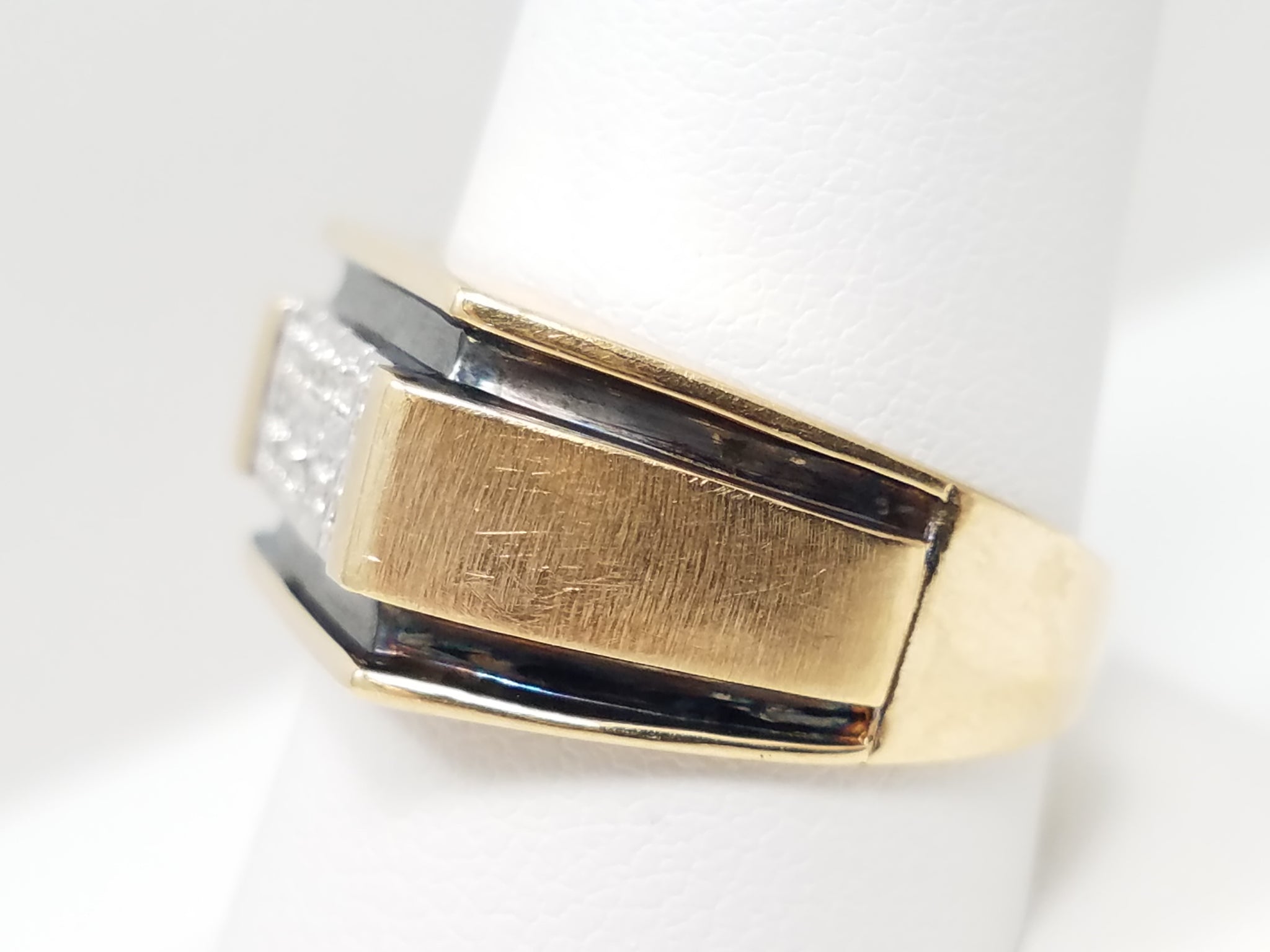 Men's 10k Two Tone Gold Natural Diamond Ring Band