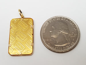 Cool 24k Yellow Gold 5 Gram Ingot With 14k Yellow Gold Pendant Mount