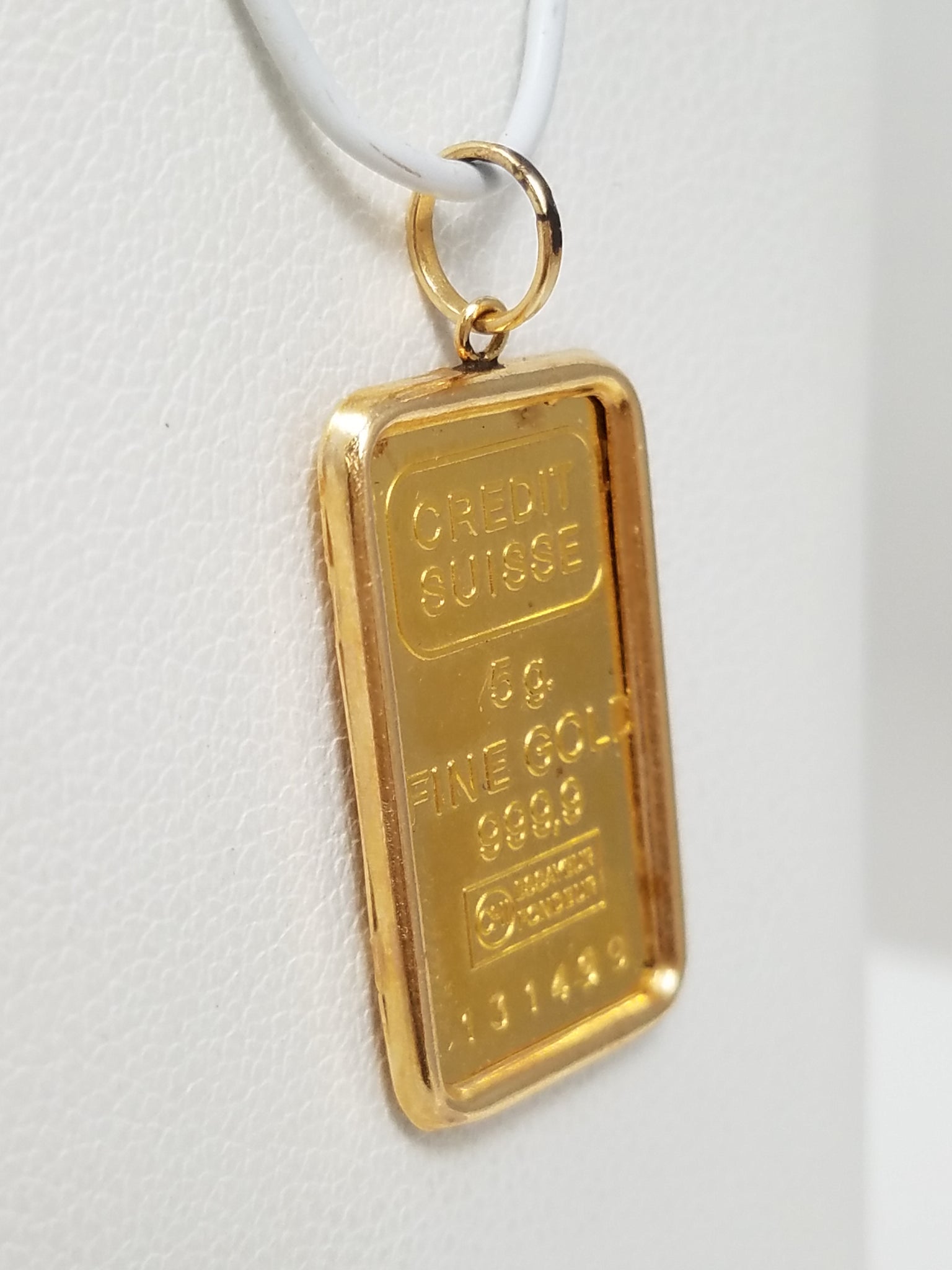 Cool 24k Yellow Gold 5 Gram Ingot With 14k Yellow Gold Pendant Mount