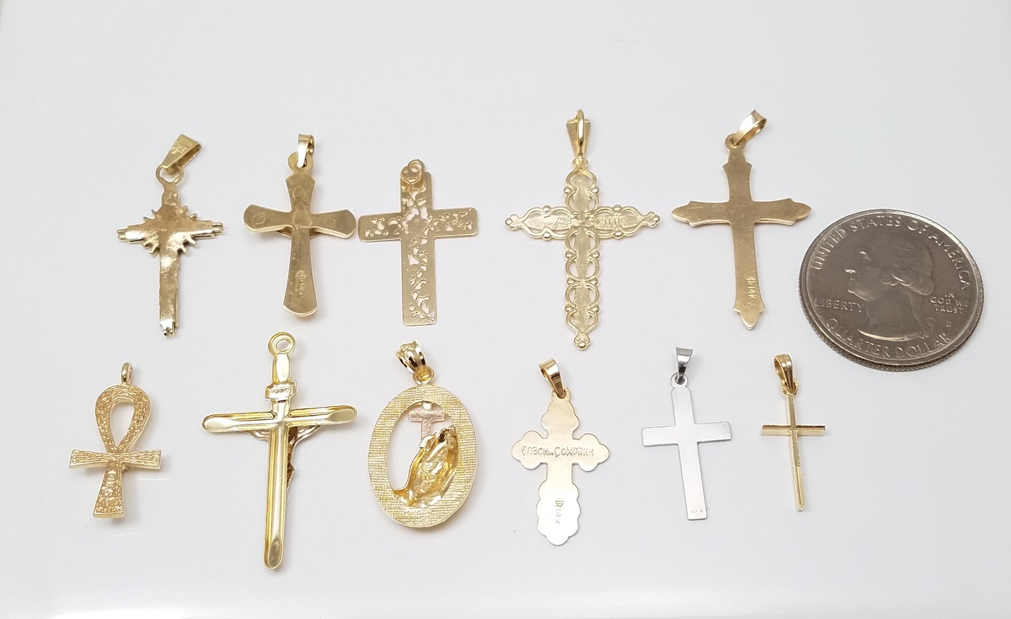 Religious 14k Yellow & White Gold Pendant Lot