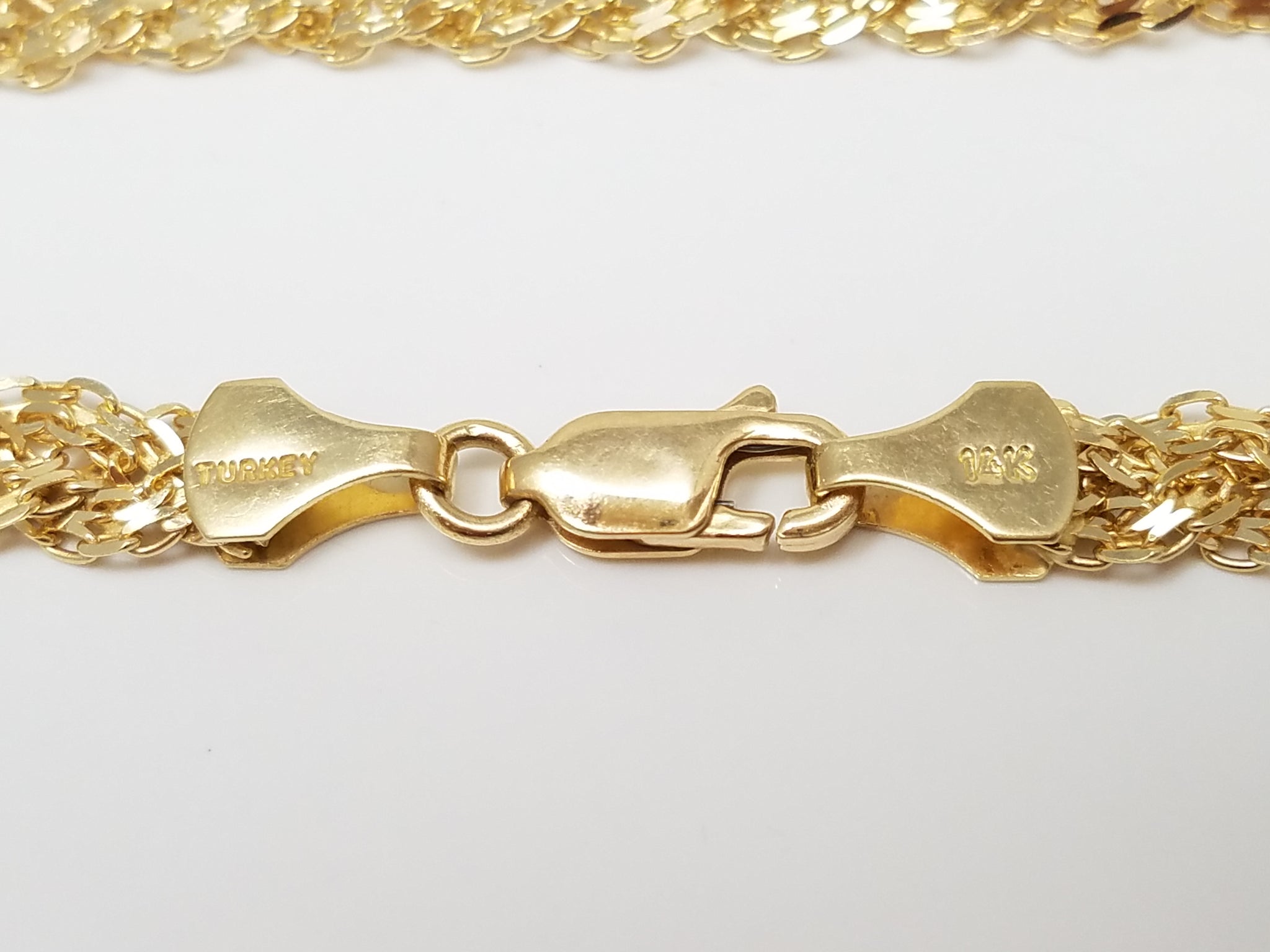 14k Yellow Gold Solid Diamond Cut Braided 7" Bracelet