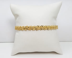 14k Yellow Gold Solid Diamond Cut Braided 7" Bracelet