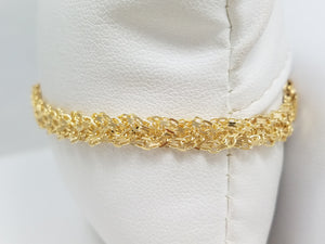 14k Yellow Gold Solid Diamond Cut Braided 7" Bracelet
