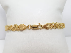 14k Yellow Gold Solid Diamond Cut Braided 7" Bracelet