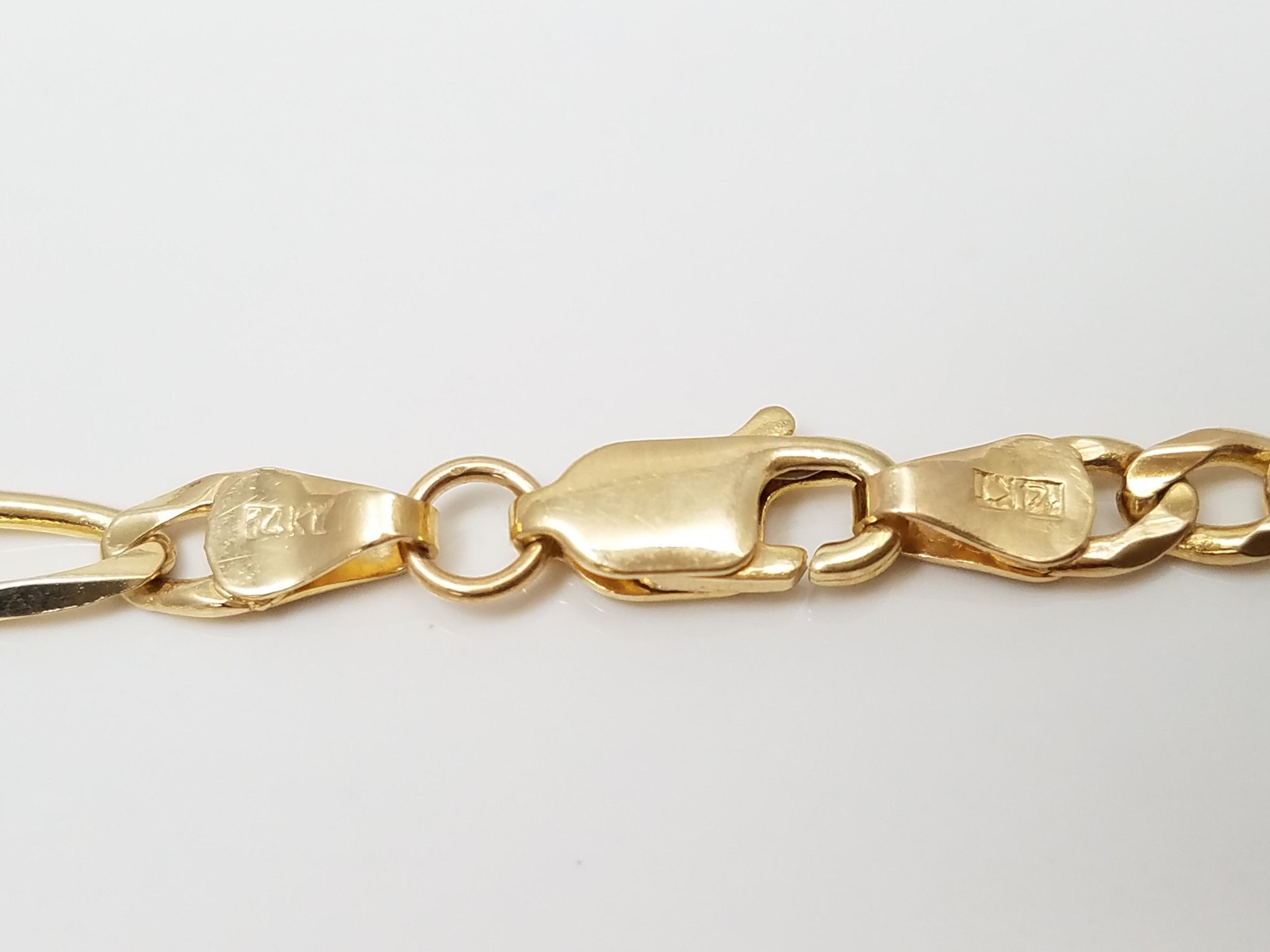 14k Yellow Gold Solid Figaro Link 7" Bracelet