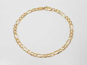 14k Yellow Gold Solid Figaro Link 7" Bracelet
