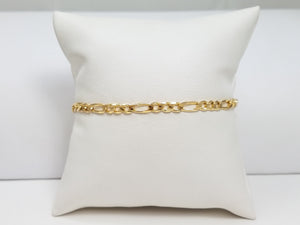 14k Yellow Gold Solid Figaro Link 7" Bracelet