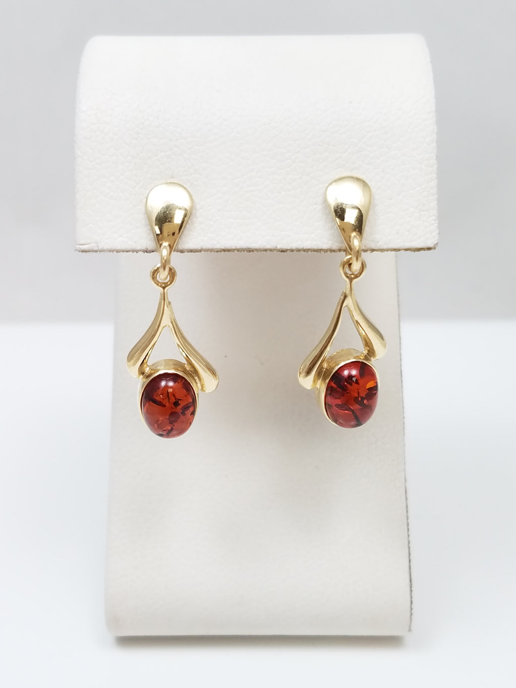 14k Yellow Gold Amber Dangle Earrings
