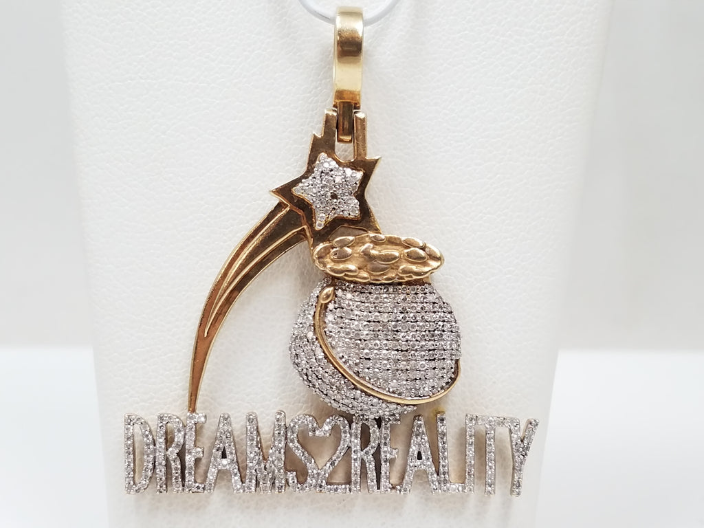 Tantalizing 10k Yellow Gold Natural Diamond "Dreams2Reality" Pendant