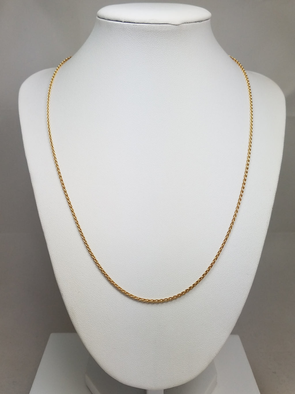 Classic 20" 14k Yellow Gold Rounded Wheat Chain Necklace