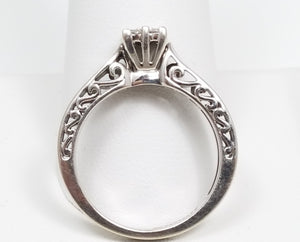 Gleaming 10k White Gold Natural Diamond Engagement Ring