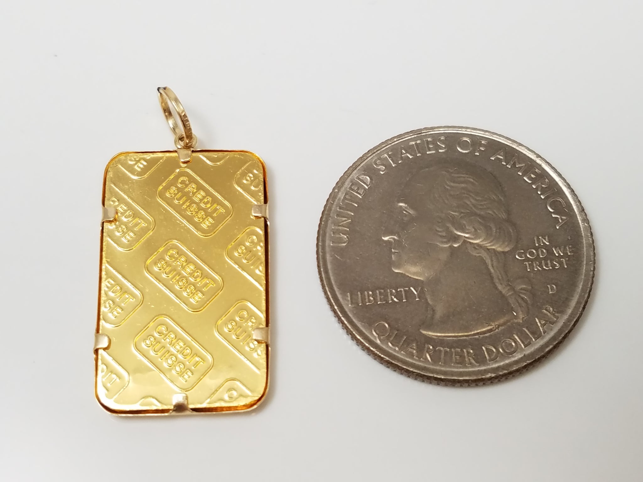 24k Yellow Gold 5 Gram Ingot 14k Yellow Gold Pendant Mount