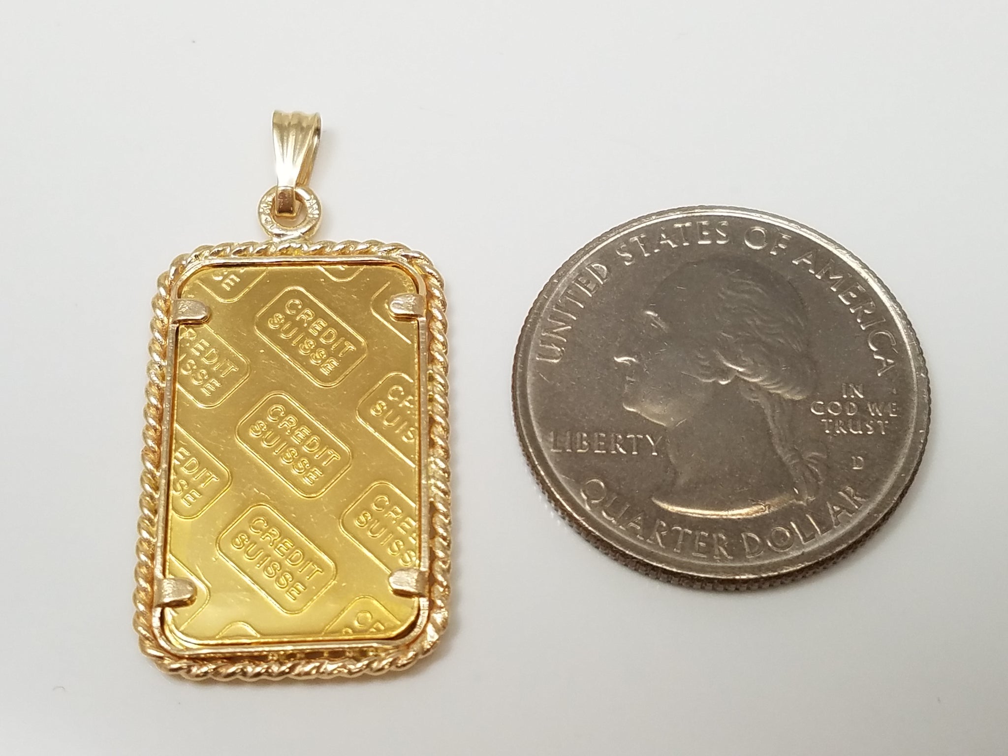 Cool 24k Yellow Gold 5 Gram Ingot With 14k Yellow Gold Pendant