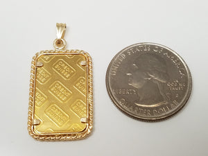 Cool 24k Yellow Gold 5 Gram Ingot With 14k Yellow Gold Pendant