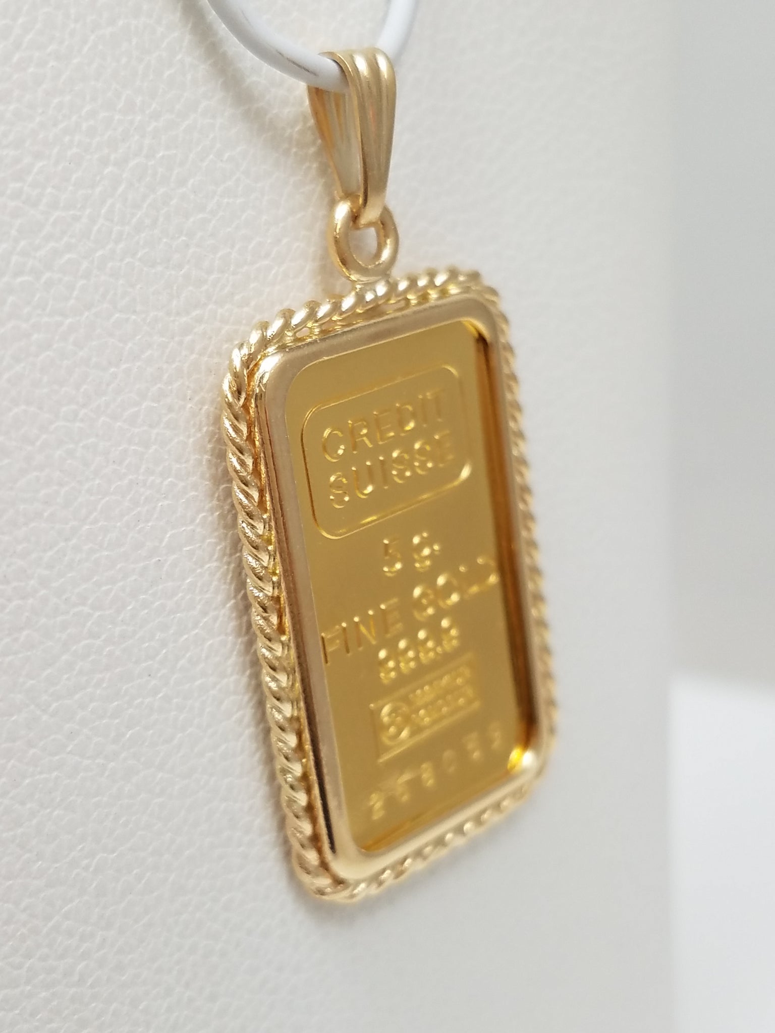 Cool 24k Yellow Gold 5 Gram Ingot With 14k Yellow Gold Pendant