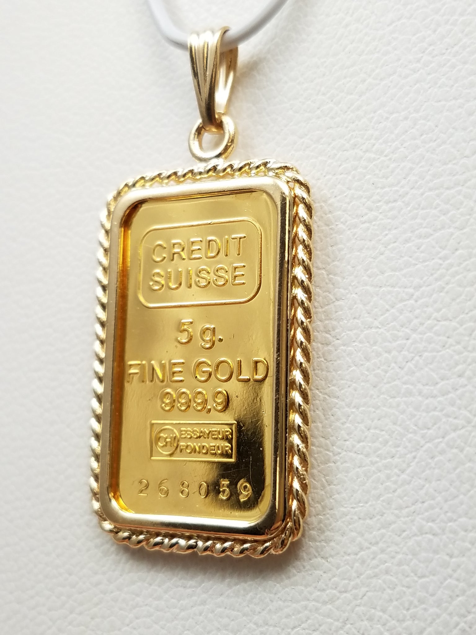 Cool 24k Yellow Gold 5 Gram Ingot With 14k Yellow Gold Pendant