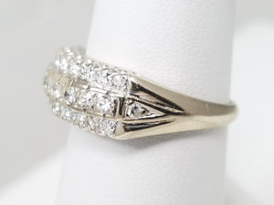 Vintage Elegant 14k White Gold Natural Diamond Wedding Ring Band