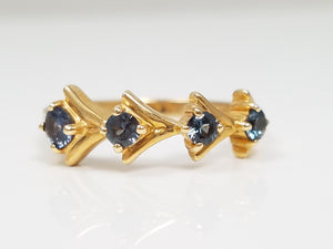 Vintage Radiant 14k Yellow Gold Synthetic Gemstone Ring Band