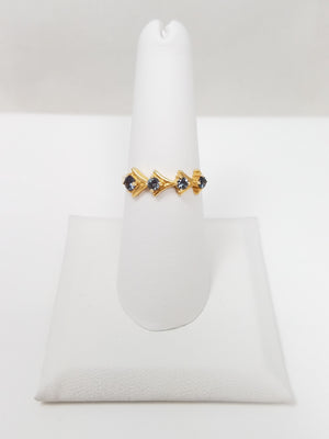 Vintage Radiant 14k Yellow Gold Synthetic Gemstone Ring Band