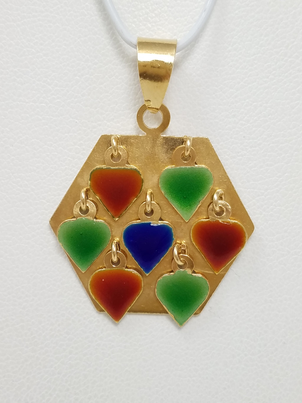 Vintage 18k Yellow Gold Dangling Enamel Charm Pendant