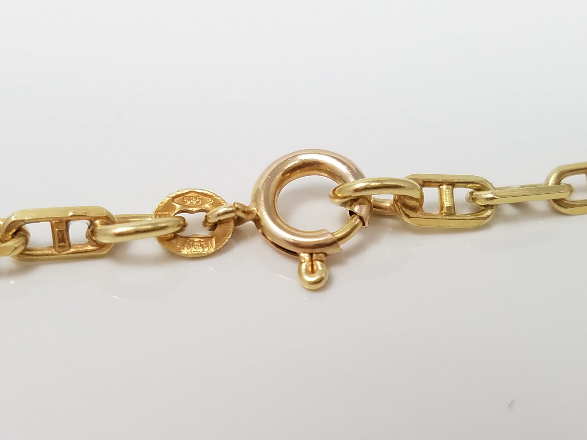 Sporty 32.5" Solid 14k Yellow Gold Anchor Link Chain Necklace