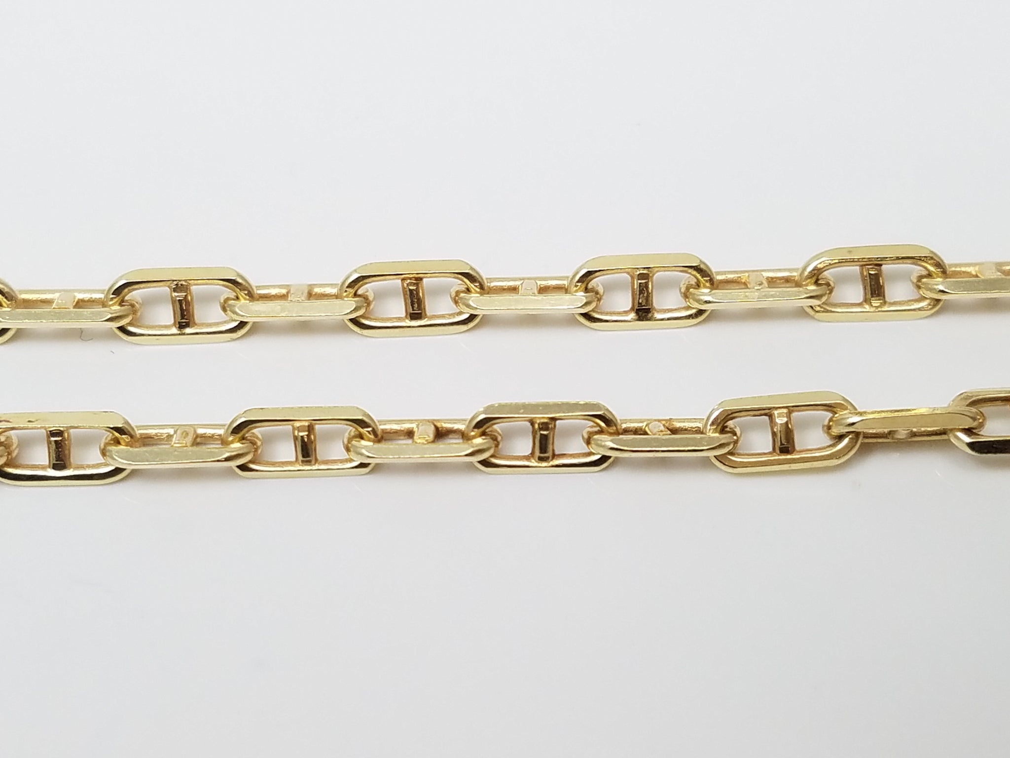 Sporty 32.5" Solid 14k Yellow Gold Anchor Link Chain Necklace