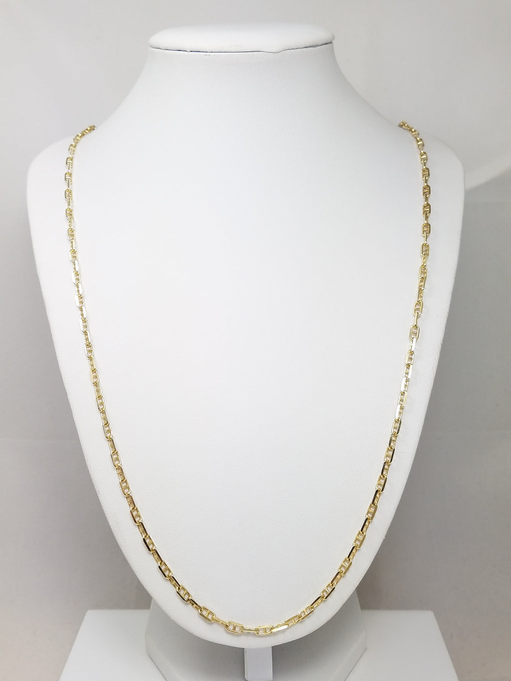 Sporty 32.5" Solid 14k Yellow Gold Anchor Link Chain Necklace