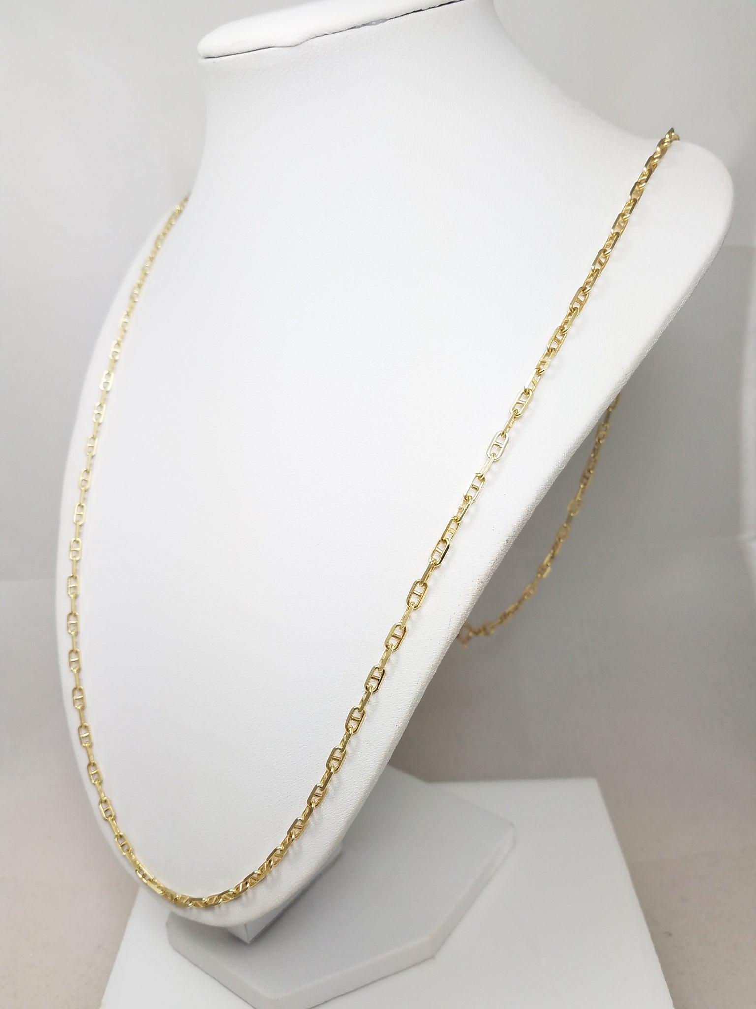 Sporty 32.5" Solid 14k Yellow Gold Anchor Link Chain Necklace