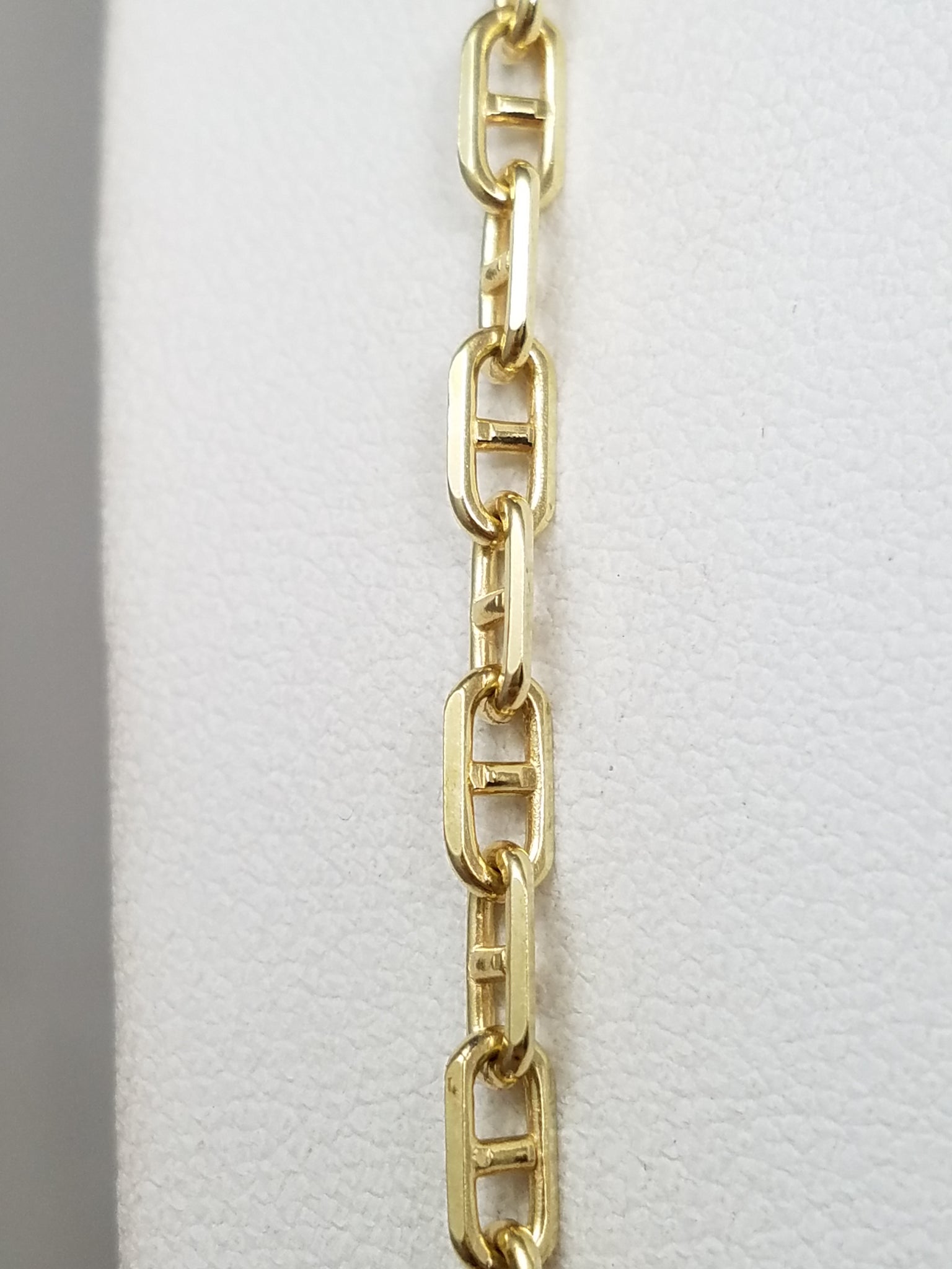 Sporty 32.5" Solid 14k Yellow Gold Anchor Link Chain Necklace