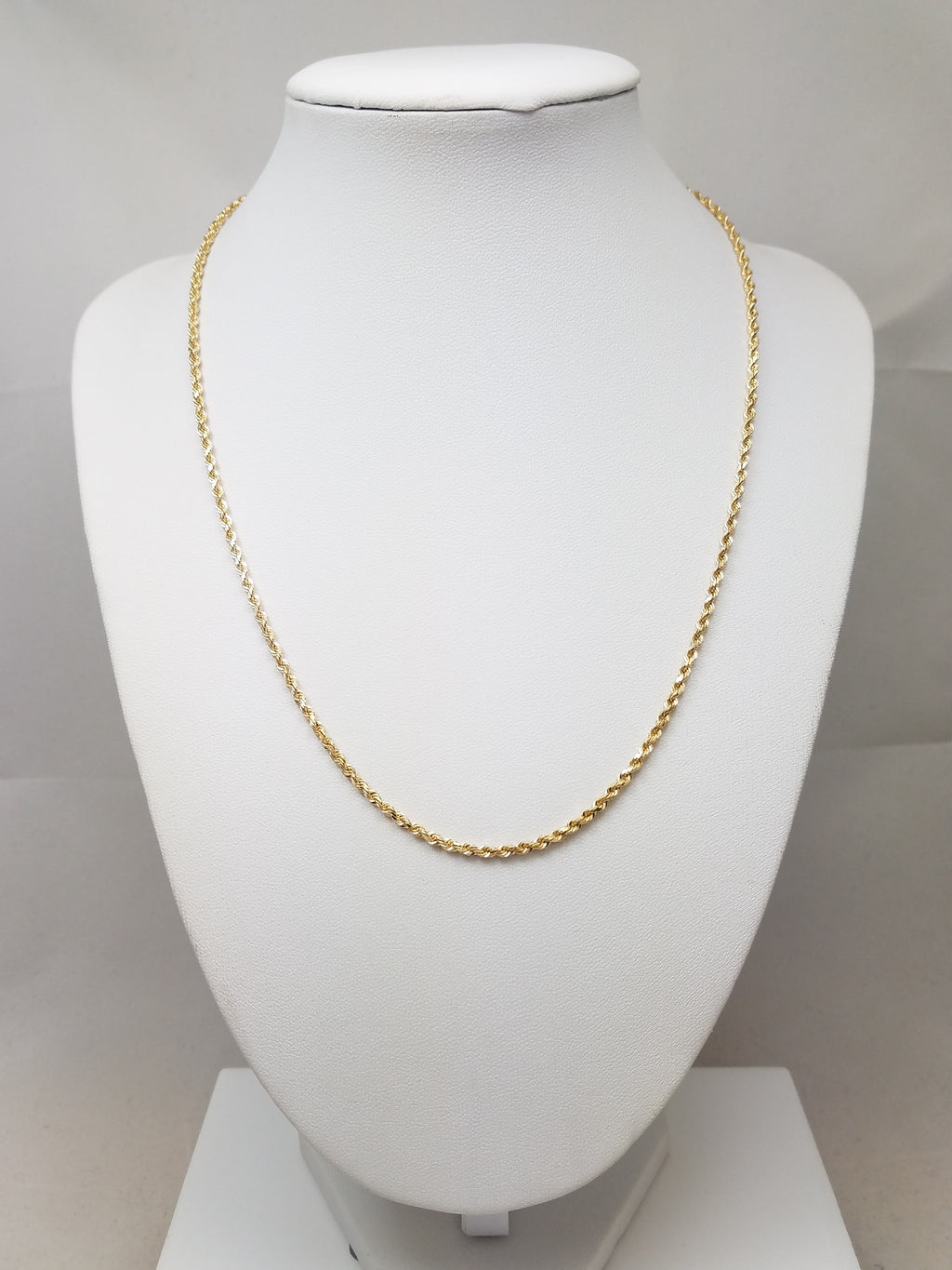 Classic 18" Solid 14k Yellow Gold Diamond Cut Rope Chain Necklace