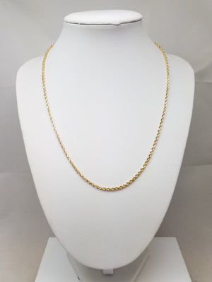 Classic 18" Solid 14k Yellow Gold Diamond Cut Rope Chain Necklace
