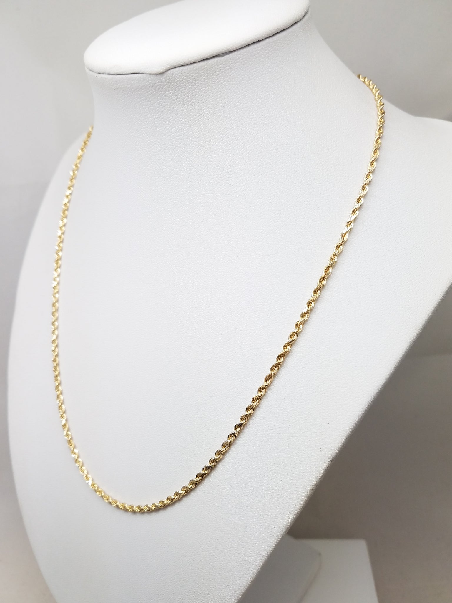 Classic 18" Solid 14k Yellow Gold Diamond Cut Rope Chain Necklace