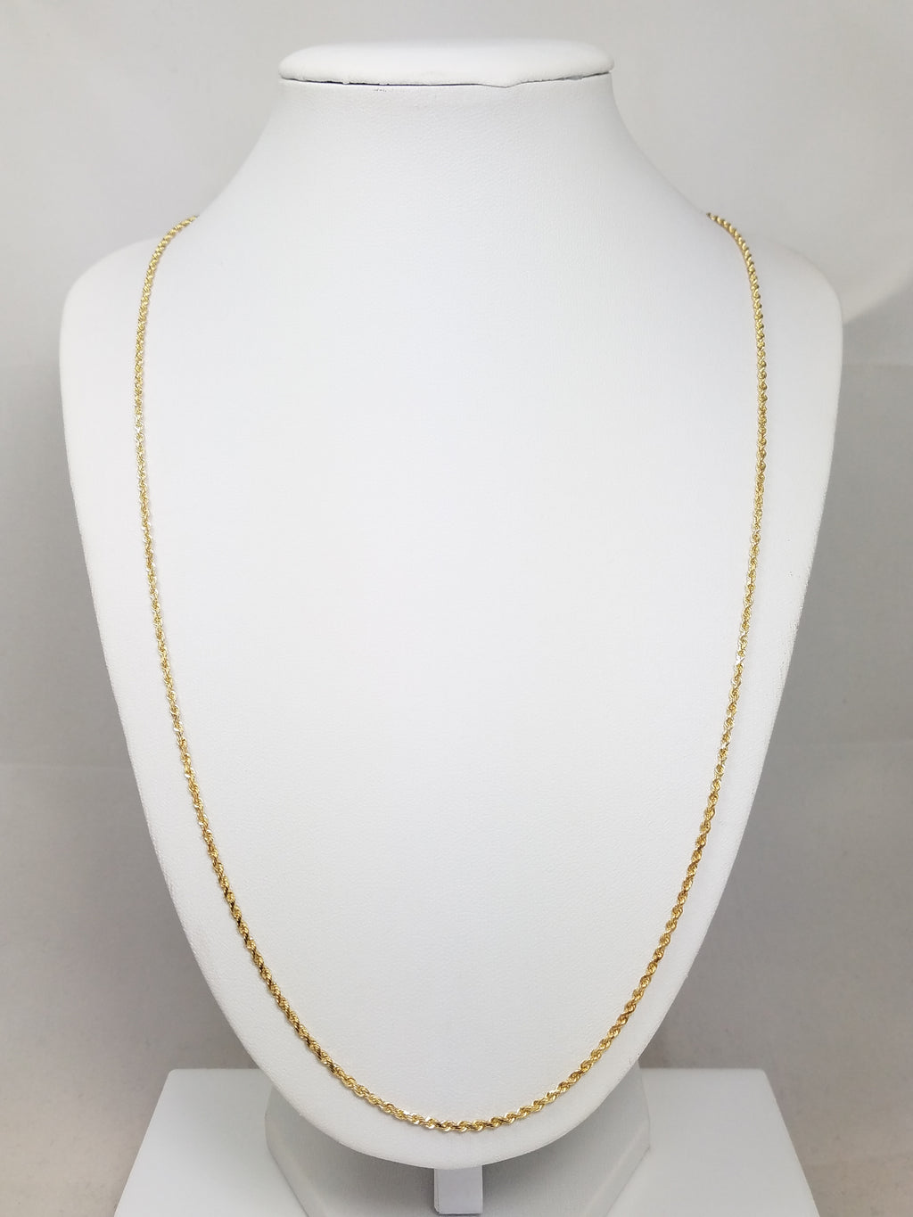 14k Yellow Gold Solid Diamond Cut Rope Chain 23.5" Necklace