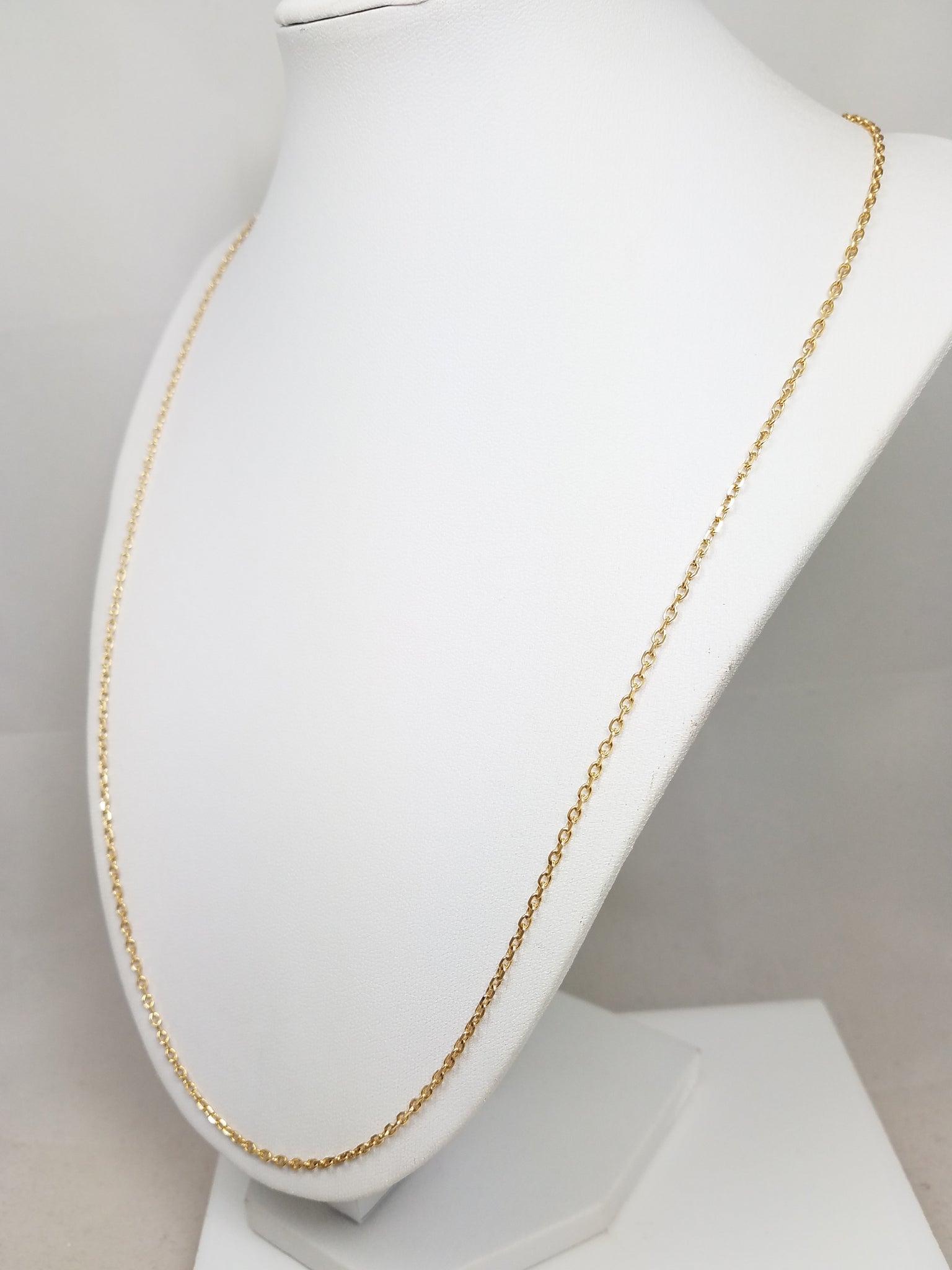24" Solid Cable Link 18k Yellow Gold Necklace
