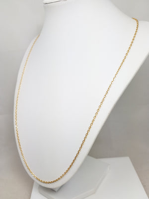 24" Solid Cable Link 18k Yellow Gold Necklace