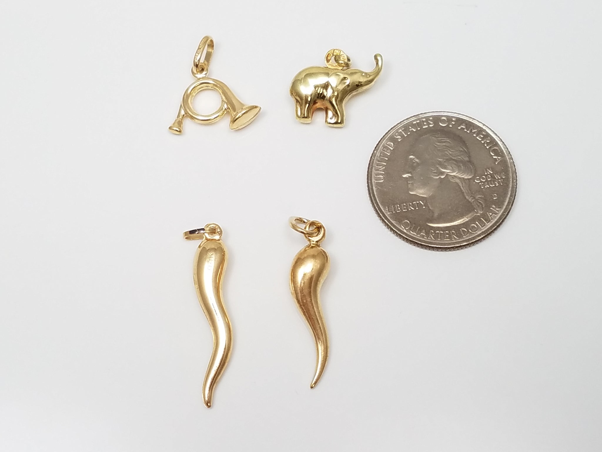 Four Cute 14k Hollow Yellow Gold 3-D Charm Lot