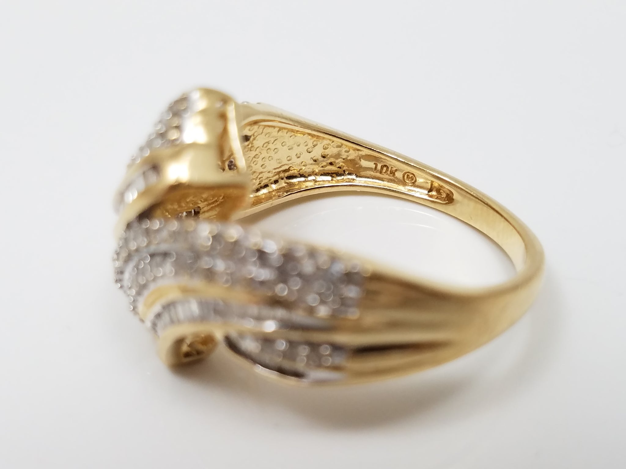 Sparkling 1/2ctw Natural Diamond 10k Yellow Gold Bypass Ring
