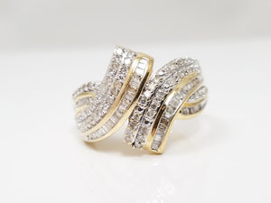 Sparkling 1/2ctw Natural Diamond 10k Yellow Gold Bypass Ring