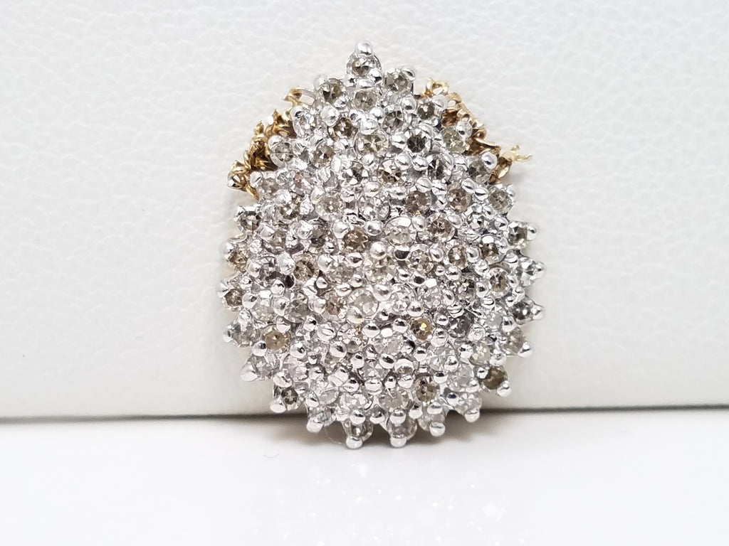 Fabulous 10k Yellow Gold Natural Diamond Cluster Pendant To Restore